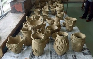 体験で作った土器の写真