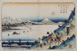 渓斎英泉作「木曽街道塩尻嶺諏訪ノ湖水眺望」