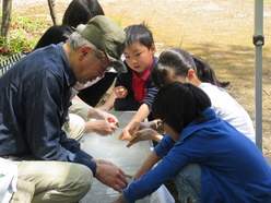 勾玉づくりをする子供たちの様子