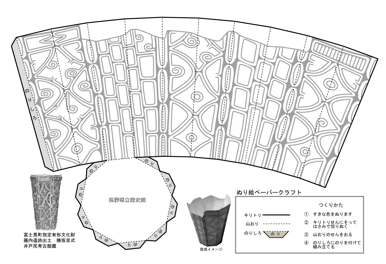 藤内遺跡出土勝坂III式ペーパークラフトの画像